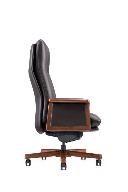 Кресло офисное / Вивальди  / Vivaldi  / черная кожа / деревянная база