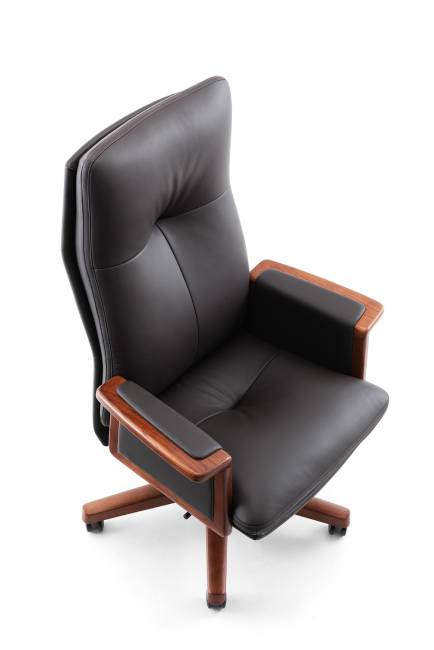 Кресло офисное / Вивальди  / Vivaldi  / черная кожа / деревянная база
