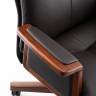 Кресло офисное / Вивальди  / Vivaldi  / черная кожа / деревянная база