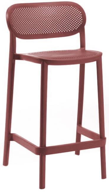 Стул пластиковый полубарный Nuta Stool 68 бордовый 485х470х920 мм