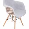 Стул обеденный DOBRIN DAW MONICA, ножки светлый бук, сиденье 009 коричневая клетка, бежевая ткань
