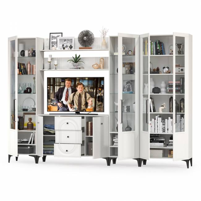 Набор мебели из шести предметов для гостиной Валенсия № 109 цвет белый шагрень