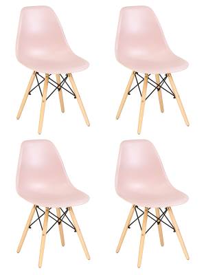Набор 4 шт Стул обеденный DOBRIN DSW, ножки светлый бук, цвет светло-розовый (PK-02)