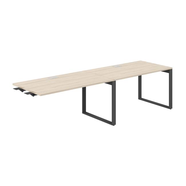 AG.198.AR.L.72.AN / Рабочая станция комбо s-b-s 2800х800х750 / профиль О-образный: 70х20 антрацит; лючок: серебро; столешница: акация равелло