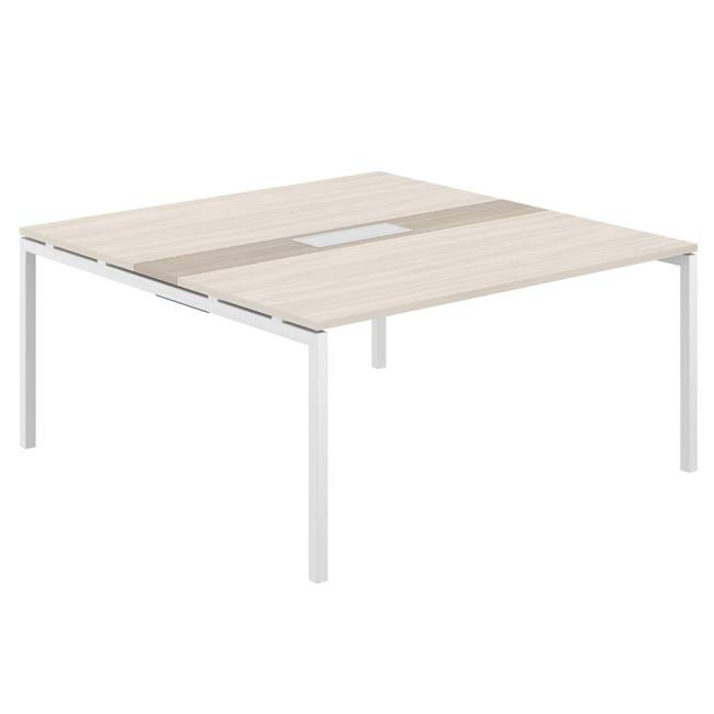 SG.283.OL.44.WH.OD / Стол переговорный комбинированный 1600х1638х750 МК40х40 / профиль: 40х40 белый; столешница: дуб светлый, вставка темный дуб