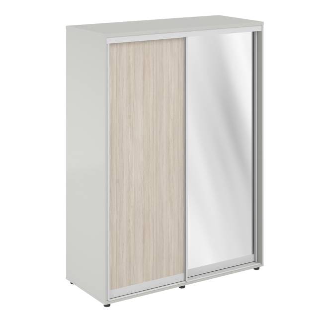 SG.720.SH.OL.AL / Шкаф купе 1438х600х1953  высокий, з.ст. ХДФ, полки, штанга / корпус цвет: серый бархат, двери: светлый дуб + зеркало