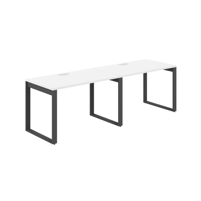 AG.174.WH.L.72.AN / Рабочая станция s-b-s 2400х700х750 / профиль О-образный: 70х20 антрацит; лючок: серебро; столешница: белый