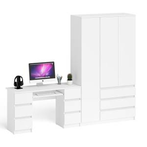 Стол компьютерный 2-х тумбовый со шкафом-комодом МШ1200 Мори цвет белый