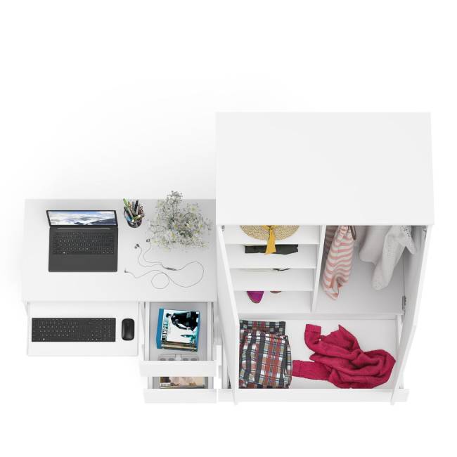 Компьютерный стол с ящиками правый и шкаф-комод МШ900.1 Мори цвет белый
