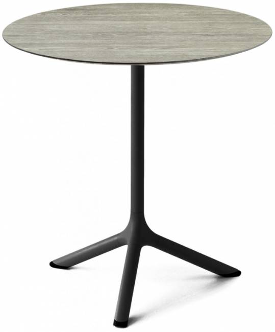 Стол ламинированный обеденный Tripe черный, состаренный серый дуб Ø700х740 мм