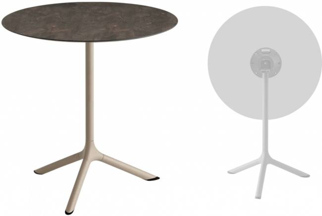 Стол ламинированный обеденный складной Tripe Folding тортора, кортен Ø700х740 мм