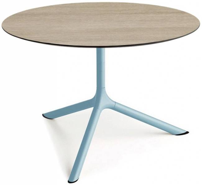 Столик ламинированный кофейный Tripe Maxi голубой, состаренный дуб тортора Ø800х510 мм