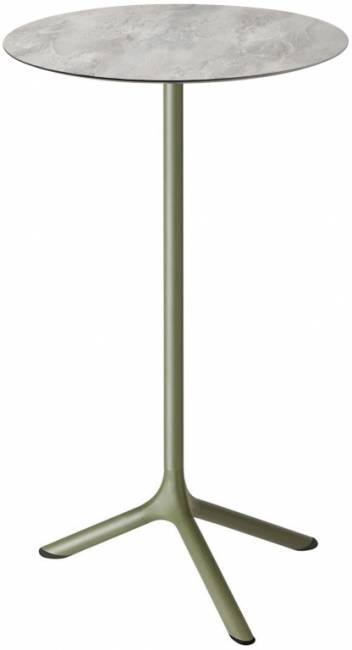 Стол ламинированный барный Tripe оливковый, каменный Ø600х1100 мм