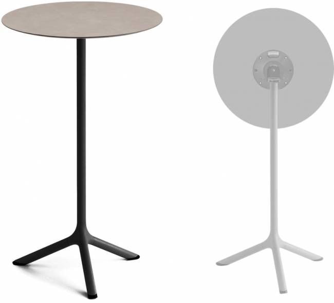 Стол ламинированный барный складной Tripe Folding черный, тортора шпатель Ø600х1100 мм