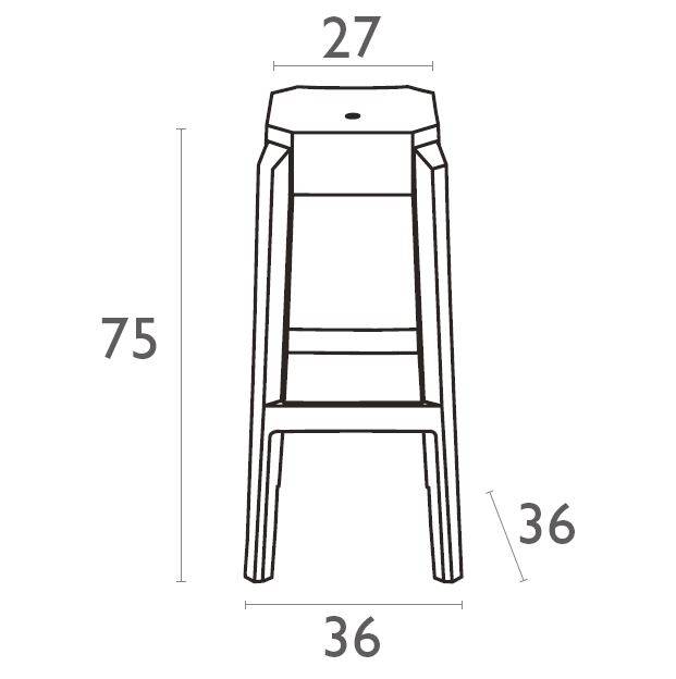 Табурет пластиковый барный Fox 75 красный 360х360х750 мм