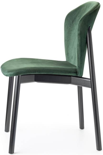 Стул деревянный с обивкой Natural Finn черный ясень, зеленый 490х540х790 мм