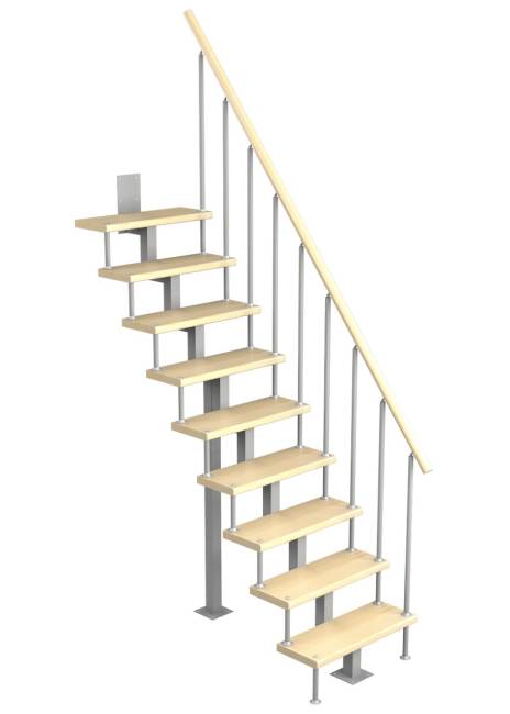 Модульная малогабаритная лестница Линия 3240-3420, Серый, Сосна, Крашеная, шаг 180