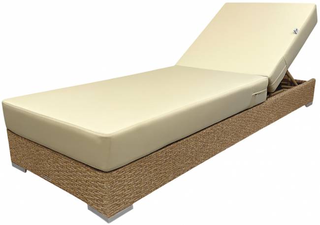 Шезлонг-лежак плетеный с матрасом Mantera бежевый люкс, светло-бежевый 2000х700х350 мм