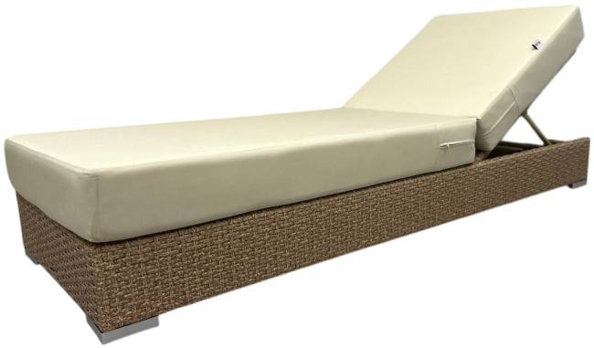 Шезлонг-лежак плетеный с матрасом Mantera бежевый люкс, светло-бежевый 2000х700х350 мм