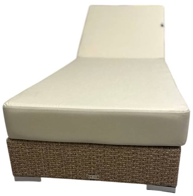 Шезлонг-лежак плетеный с матрасом Mantera бежевый люкс, светло-бежевый 2000х700х350 мм