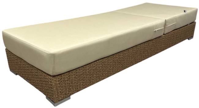 Шезлонг-лежак плетеный с матрасом Mantera бежевый люкс, светло-бежевый 2000х700х350 мм