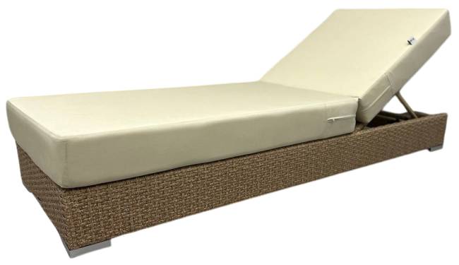 Шезлонг-лежак плетеный с матрасом Mantera бежевый люкс, светло-бежевый 2000х700х350 мм