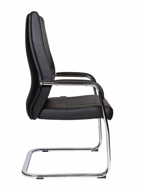 Кресло офисное / Davos CF Black / алюминиевая  база / черная экокожа