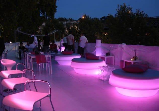 Пуф пластиковый светящийся Gio Puff Lighting белый, светло-серый Ø1450х530 мм