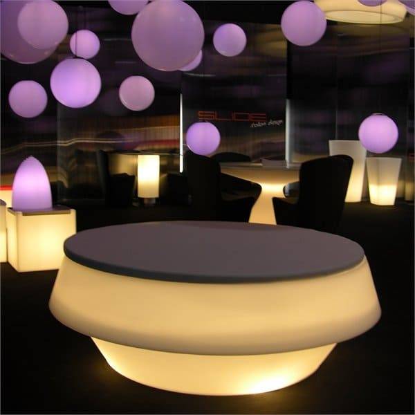 Пуф пластиковый светящийся Gio Puff Lighting белый, светло-серый Ø1450х530 мм