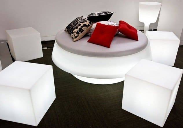 Пуф пластиковый светящийся Gio Puff Lighting белый, светло-серый Ø1450х530 мм