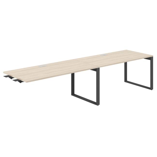 AG.199.AR.L.72.AN / Рабочая станция комбо s-b-s 3200х800х750 / профиль О-образный: 70х20 антрацит; лючок: серебро; столешница: акация равелло