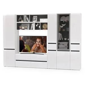 Набор мебели для гостиной Сидней № 35 цвет белый/чёрный/фасады МДФ белый глянец