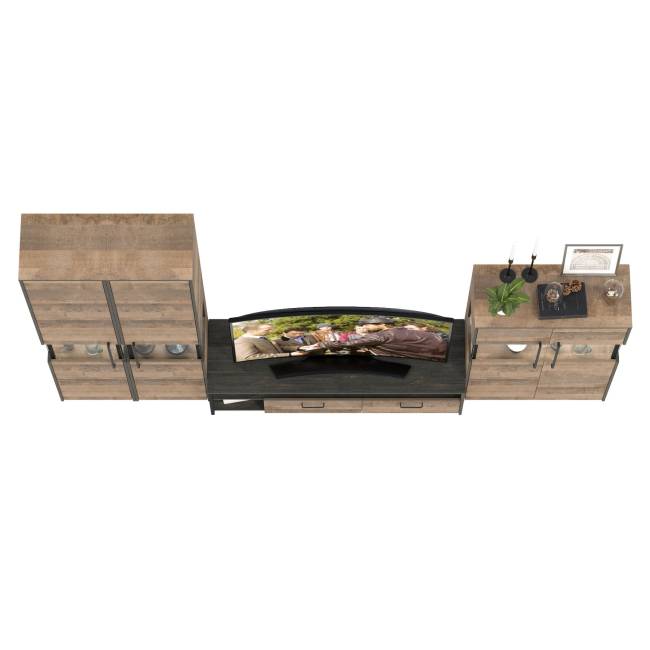 Гостиная с подсветкой Трувор № 40 дизайн в стиле лофт цвет дуб гранж песочный/интра