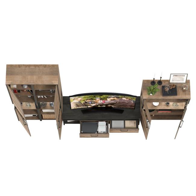 Гостиная с подсветкой Трувор № 40 дизайн в стиле лофт цвет дуб гранж песочный/интра