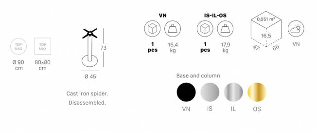 Подстолье металлическое Tiffany черный Ø450х730 мм