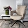 Стул KINNET 360 град. поворот.  MOHAIR-110 / CASTEL-15 Бежевый,ткань/ Тем.-серый каркас, ®DISAUR