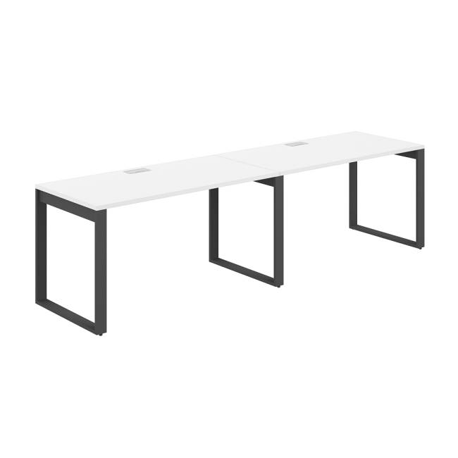 AG.175.WH.L.72.AN / Рабочая станция s-b-s 2800х700х750 / профиль О-образный: 70х20 антрацит; лючок: серебро; столешница: белый