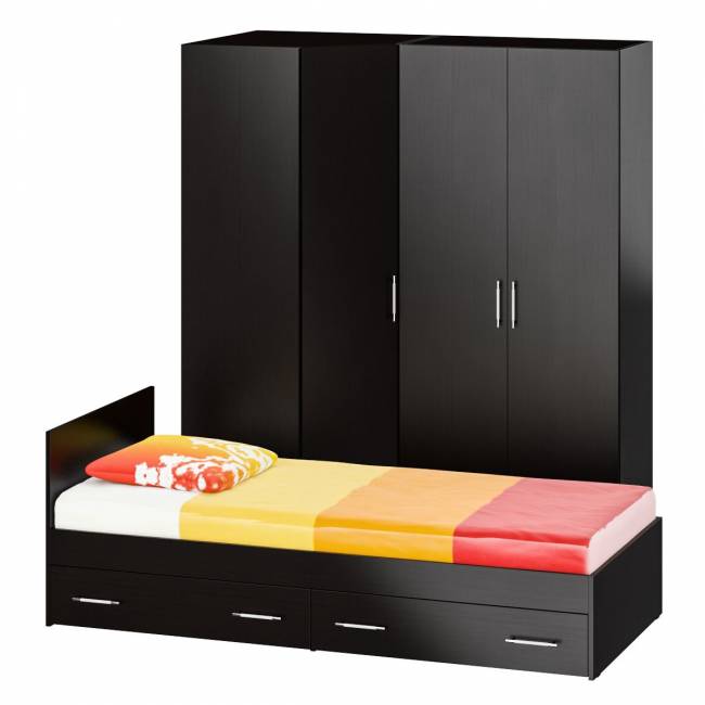 Гарнитур Спальный № 2 Стандарт с кроватью 900 с ящиками цвет венге