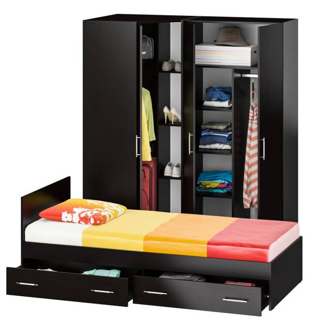 Гарнитур Спальный № 2 Стандарт с кроватью 900 с ящиками цвет венге