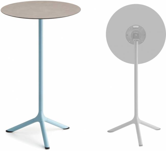 Стол ламинированный барный складной Tripe Folding голубой, тортора шпатель Ø600х1100 мм