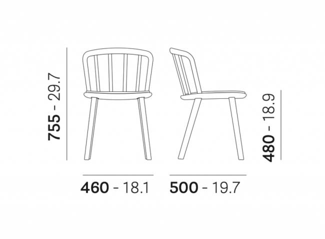 Стул деревянный с обивкой Nym черный ясень, серый 460х500х755 мм