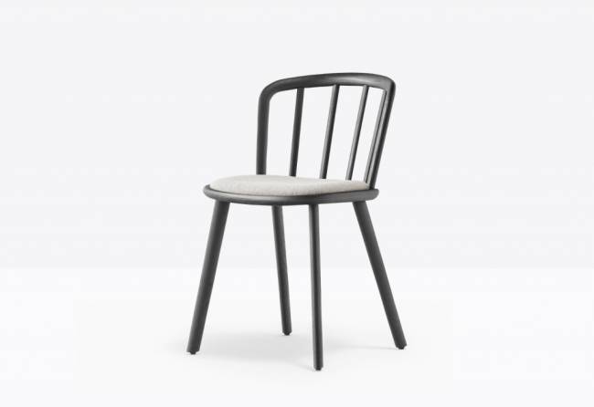 Стул деревянный с обивкой Nym черный ясень, серый 460х500х755 мм