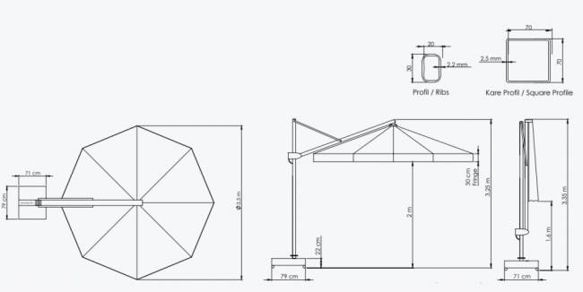 Зонт профессиональный Ø3.5 м Banana Plus Ø3500 мм