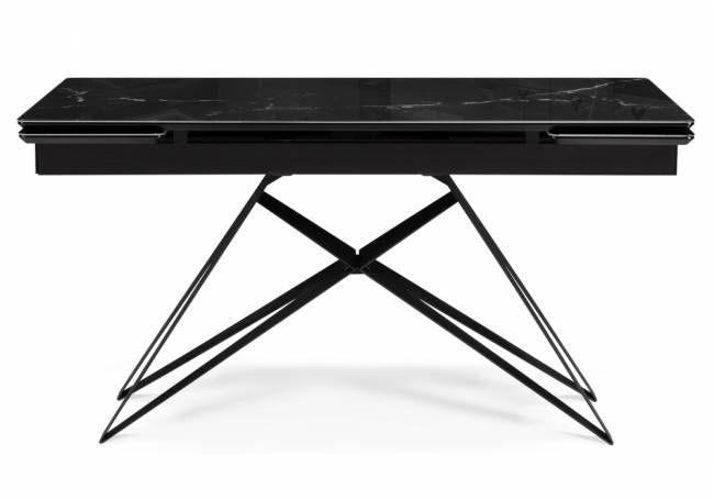 Стол стеклянный Блэкберн 160(220)х90 черный мрамор / черный
