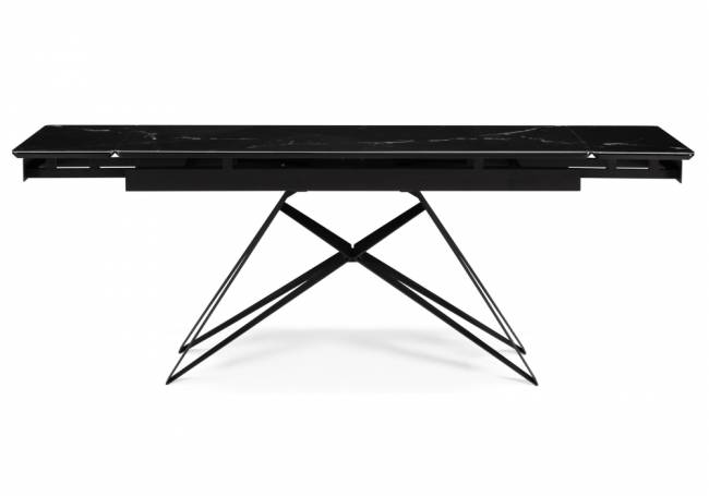 Стол стеклянный Блэкберн 160(220)х90 черный мрамор / черный