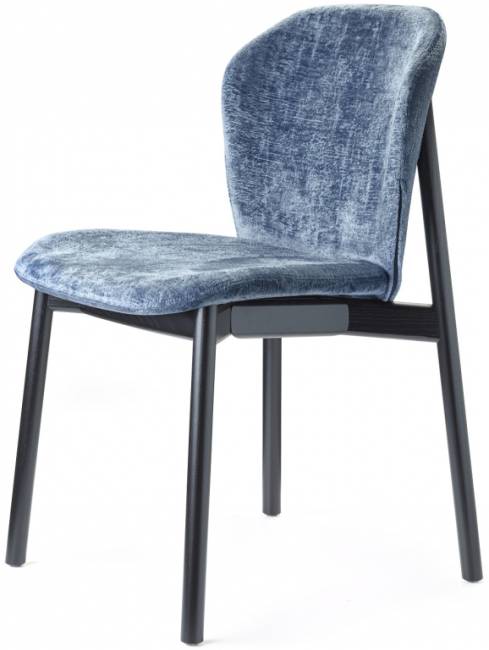 Стул деревянный с обивкой Natural Finn черный ясень, синий 490х540х790 мм
