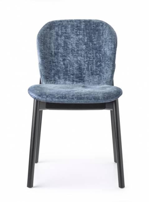 Стул деревянный с обивкой Natural Finn черный ясень, синий 490х540х790 мм