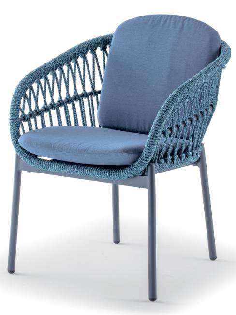 Кресло плетеное с подушками Elba синий 630х640х780 мм