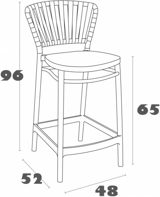 Стул пластиковый полубарный Portofino оливковый 480х520х960 мм