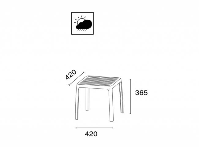 Столик пластиковый для шезлонга Wave Side Table антрацит 420х420х365 мм